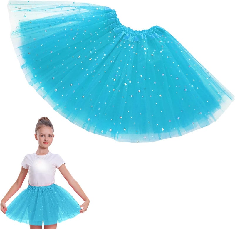 WINROLA Girls Stars Sequins Tutu Skirt Princess Ballet Dance Tutu Dress 3 Layered Halloween Christmas Tutu - Image 1